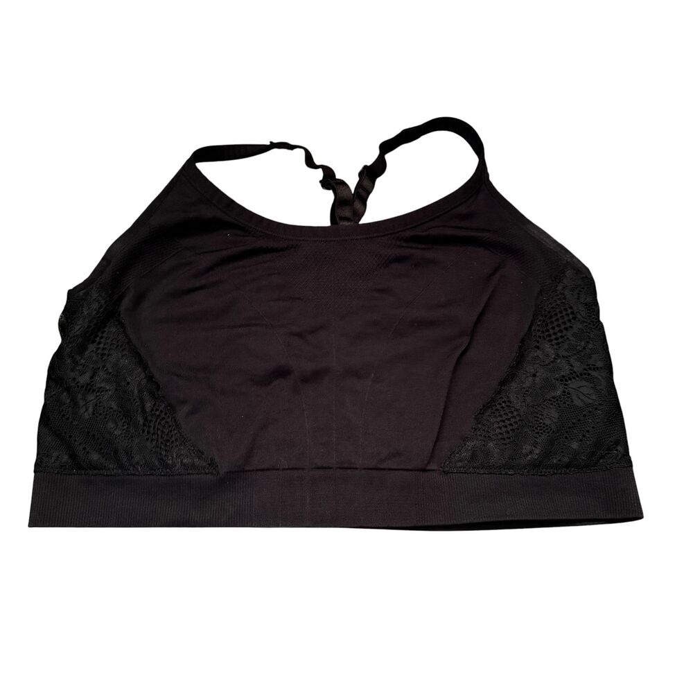 Torrid Bralette 3X 22/24 Black Seamless Unlined Lace Racerback Wireless Stretch - Picture 3 of 9